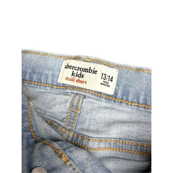 Abercrombie Kids 13/14 Midi Shorts Rainbow Light Wash Denim - Picture 5 of 5